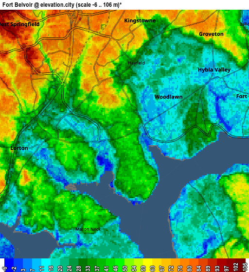 Zoom OUT 2x Fort Belvoir, United States elevation map