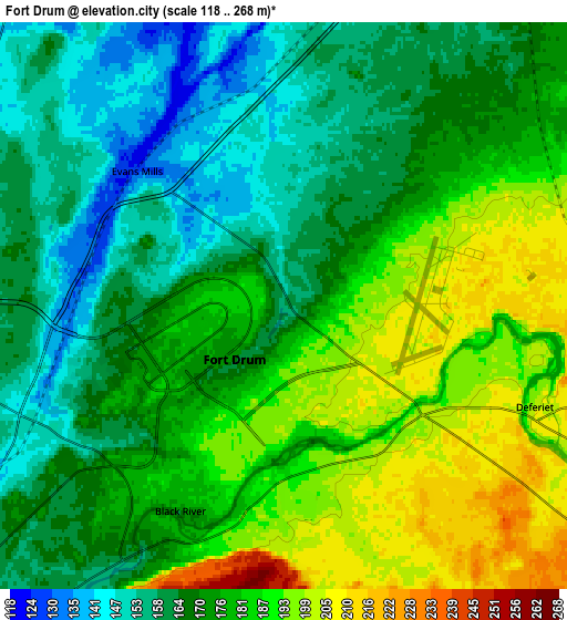 Zoom OUT 2x Fort Drum, United States elevation map