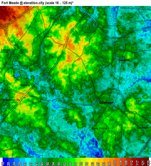 Zoom OUT 2x Fort Meade, United States elevation map