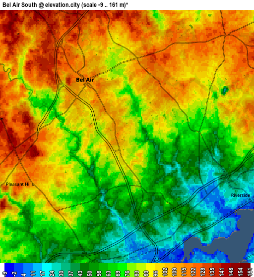 Zoom OUT 2x Bel Air South, United States elevation map