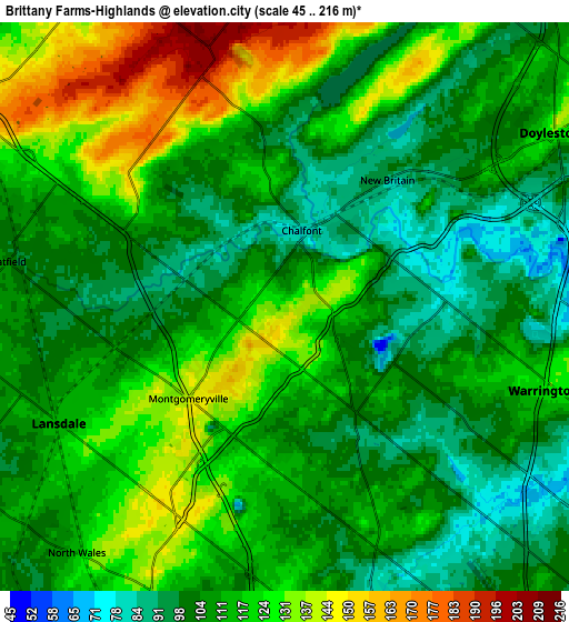 Zoom OUT 2x Brittany Farms-Highlands, United States elevation map