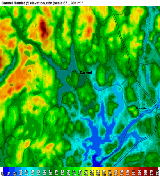 Zoom OUT 2x Carmel Hamlet, United States elevation map