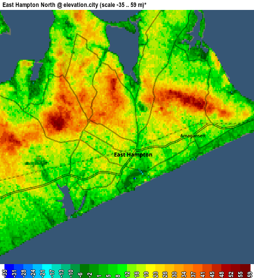 Zoom OUT 2x East Hampton North, United States elevation map