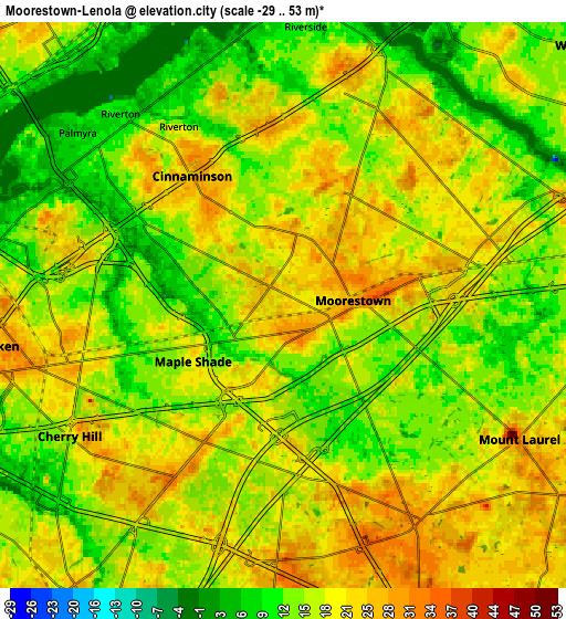 Zoom OUT 2x Moorestown-Lenola, United States elevation map