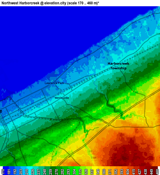 Zoom OUT 2x Northwest Harborcreek, United States elevation map