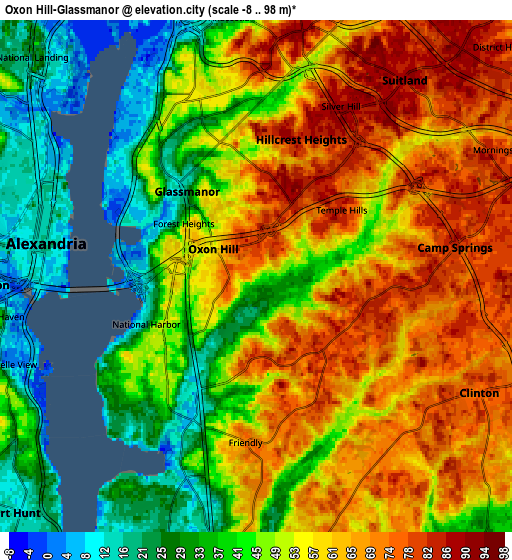 Zoom OUT 2x Oxon Hill-Glassmanor, United States elevation map