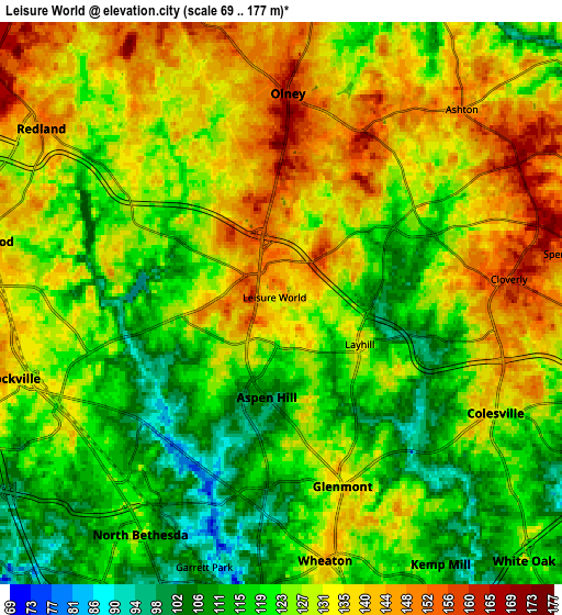 Zoom OUT 2x Leisure World, United States elevation map