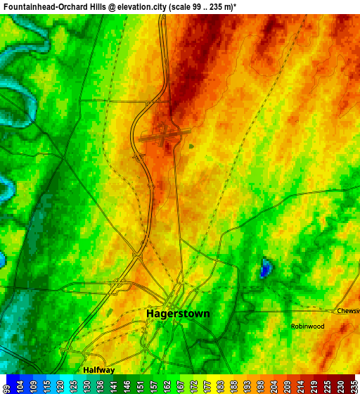 Zoom OUT 2x Fountainhead-Orchard Hills, United States elevation map