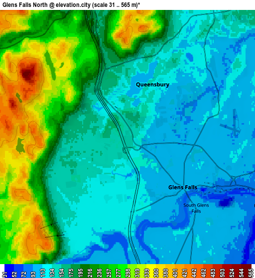 Zoom OUT 2x Glens Falls North, United States elevation map