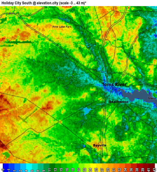 Zoom OUT 2x Holiday City South, United States elevation map