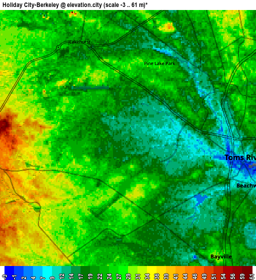 Zoom OUT 2x Holiday City-Berkeley, United States elevation map