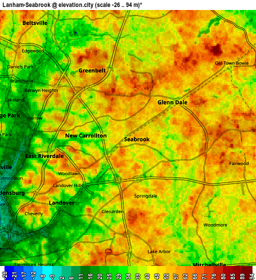 Zoom OUT 2x Lanham-Seabrook, United States elevation map