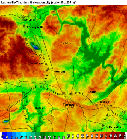 Zoom OUT 2x Lutherville-Timonium, United States elevation map