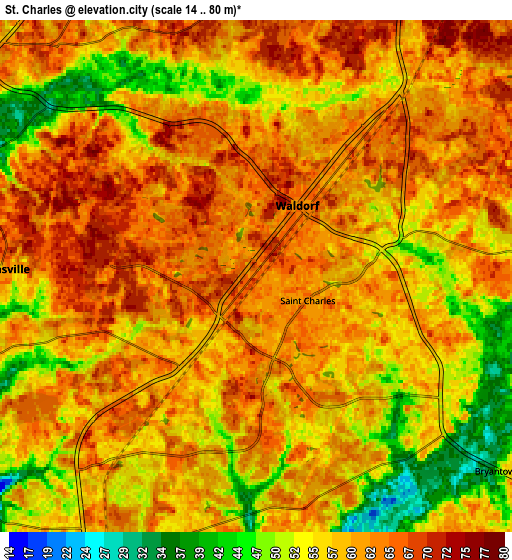 Zoom OUT 2x St. Charles, United States elevation map