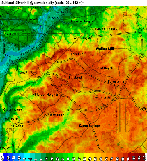 Zoom OUT 2x Suitland-Silver Hill, United States elevation map