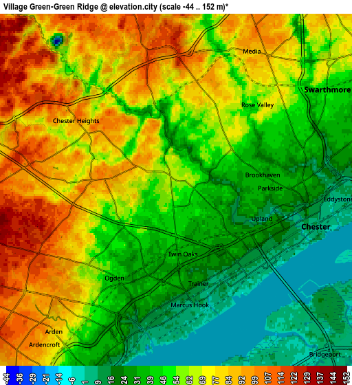 Zoom OUT 2x Village Green-Green Ridge, United States elevation map