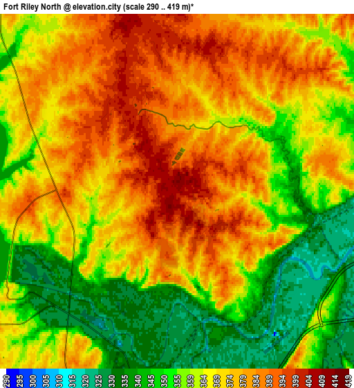 Zoom OUT 2x Fort Riley North, United States elevation map