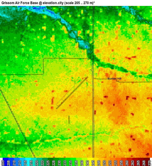 Zoom OUT 2x Grissom Air Force Base, United States elevation map