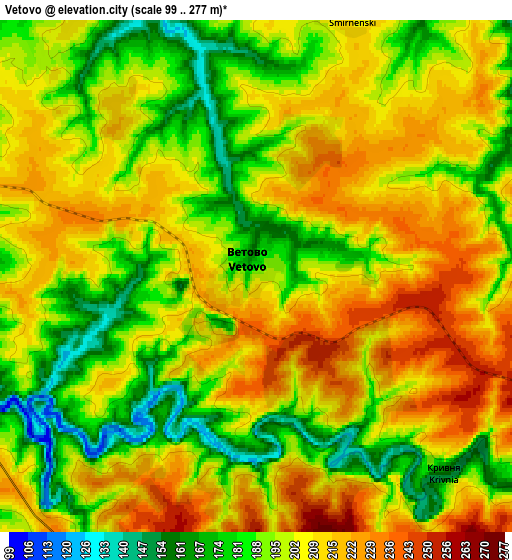 Zoom OUT 2x Vetovo, Bulgaria elevation map