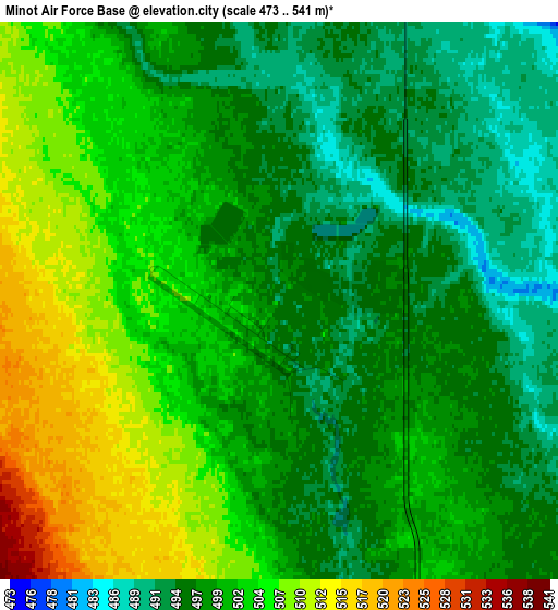 Zoom OUT 2x Minot Air Force Base, United States elevation map