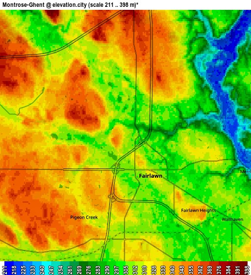 Zoom OUT 2x Montrose-Ghent, United States elevation map