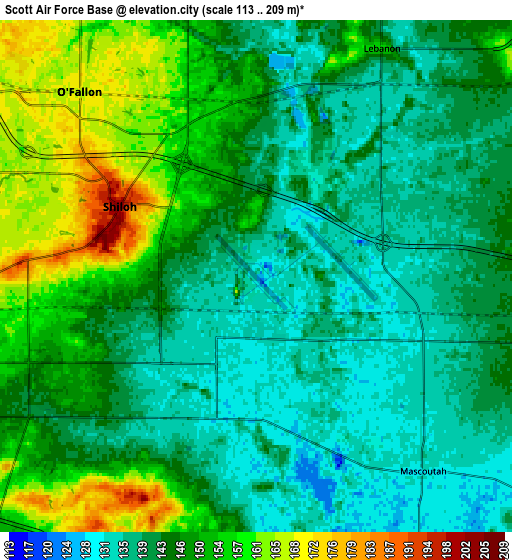 Zoom OUT 2x Scott Air Force Base, United States elevation map