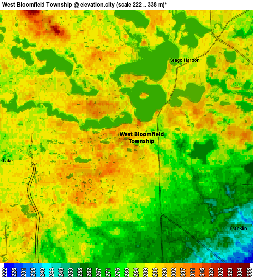 Zoom OUT 2x West Bloomfield Township, United States elevation map