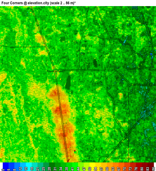 Zoom OUT 2x Four Corners, United States elevation map