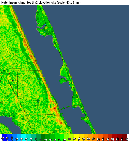 Zoom OUT 2x Hutchinson Island South, United States elevation map