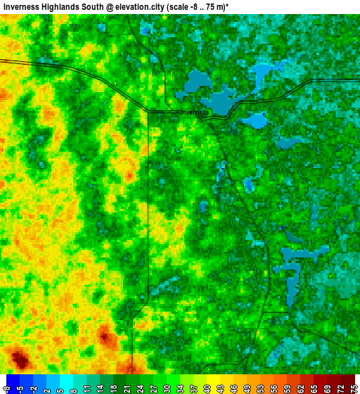 Zoom OUT 2x Inverness Highlands South, United States elevation map