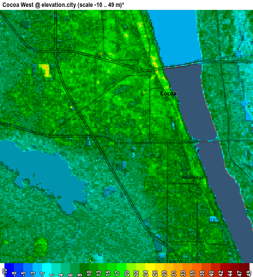 Zoom OUT 2x Cocoa West, United States elevation map