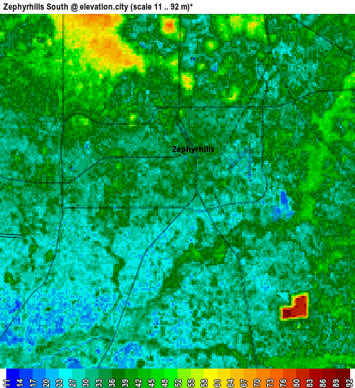 Zoom OUT 2x Zephyrhills South, United States elevation map