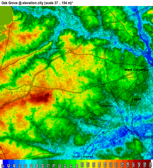 Zoom OUT 2x Oak Grove, United States elevation map