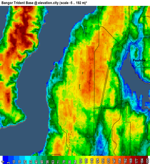 Zoom OUT 2x Bangor Trident Base, United States elevation map