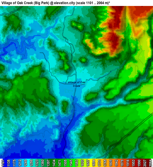 Zoom OUT 2x Village of Oak Creek (Big Park), United States elevation map