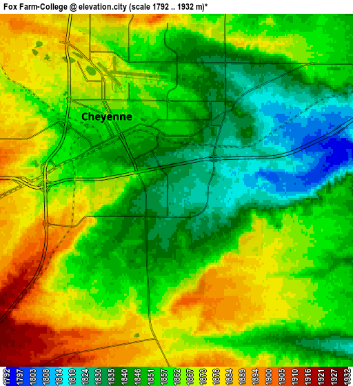 Zoom OUT 2x Fox Farm-College, United States elevation map