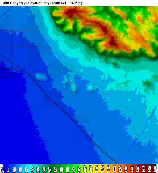 Zoom OUT 2x Gold Canyon, United States elevation map