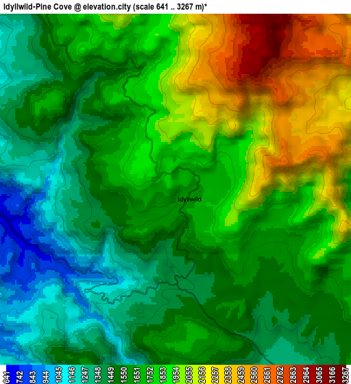 Zoom OUT 2x Idyllwild-Pine Cove, United States elevation map