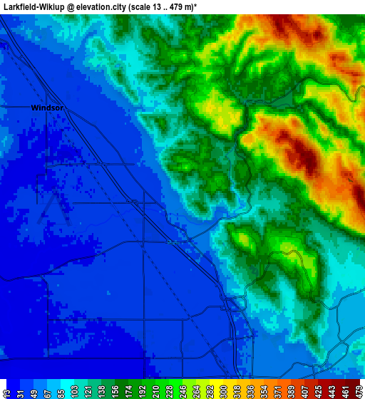 Zoom OUT 2x Larkfield-Wikiup, United States elevation map