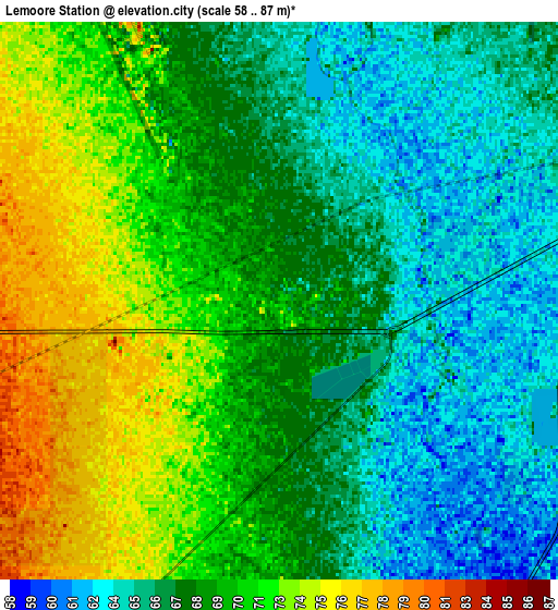 Zoom OUT 2x Lemoore Station, United States elevation map