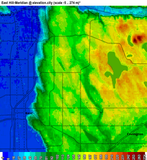 Zoom OUT 2x East Hill-Meridian, United States elevation map