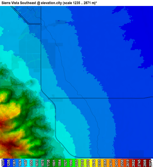 Zoom OUT 2x Sierra Vista Southeast, United States elevation map