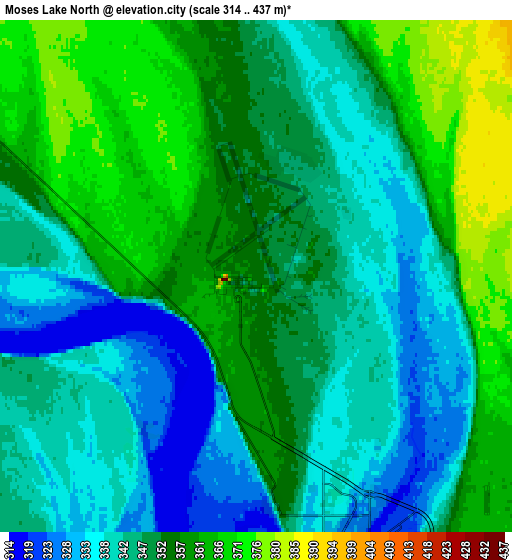 Zoom OUT 2x Moses Lake North, United States elevation map