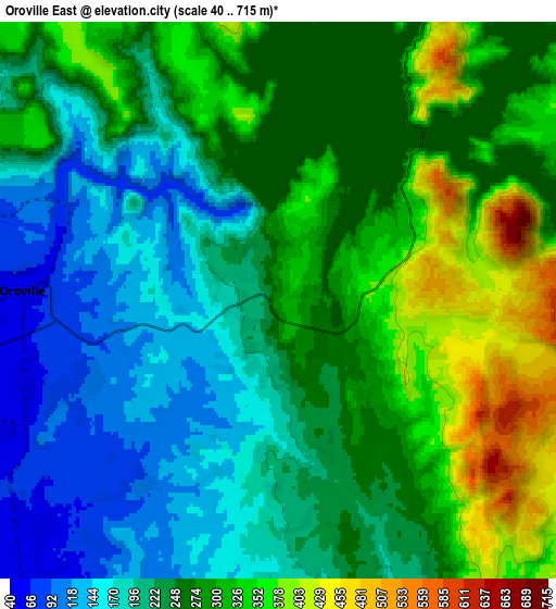 Zoom OUT 2x Oroville East, United States elevation map