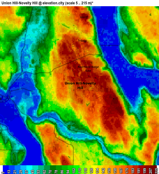 Zoom OUT 2x Union Hill-Novelty Hill, United States elevation map