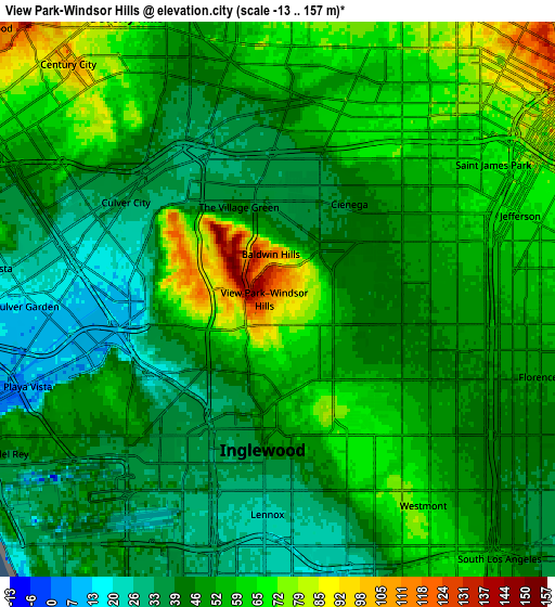 Zoom OUT 2x View Park-Windsor Hills, United States elevation map