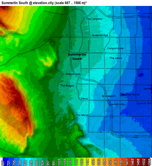 Zoom OUT 2x Summerlin South, United States elevation map