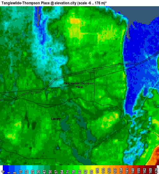 Zoom OUT 2x Tanglewilde-Thompson Place, United States elevation map