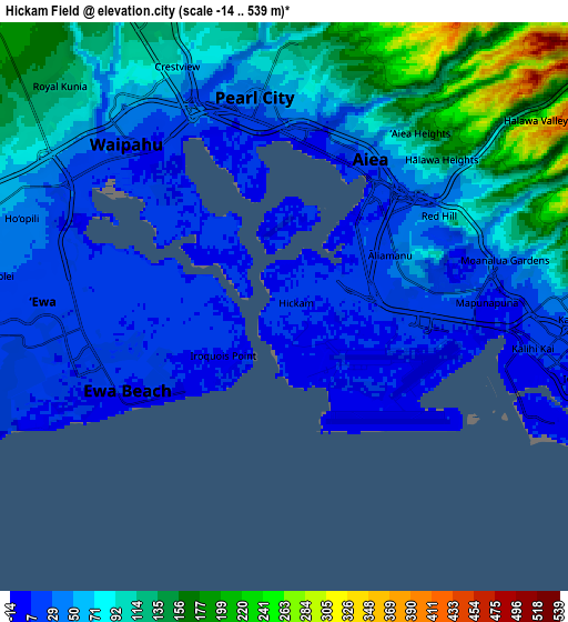 Zoom OUT 2x Hickam Field, United States elevation map