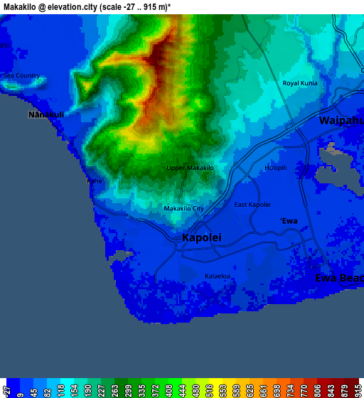 Zoom OUT 2x Makakilo, United States elevation map